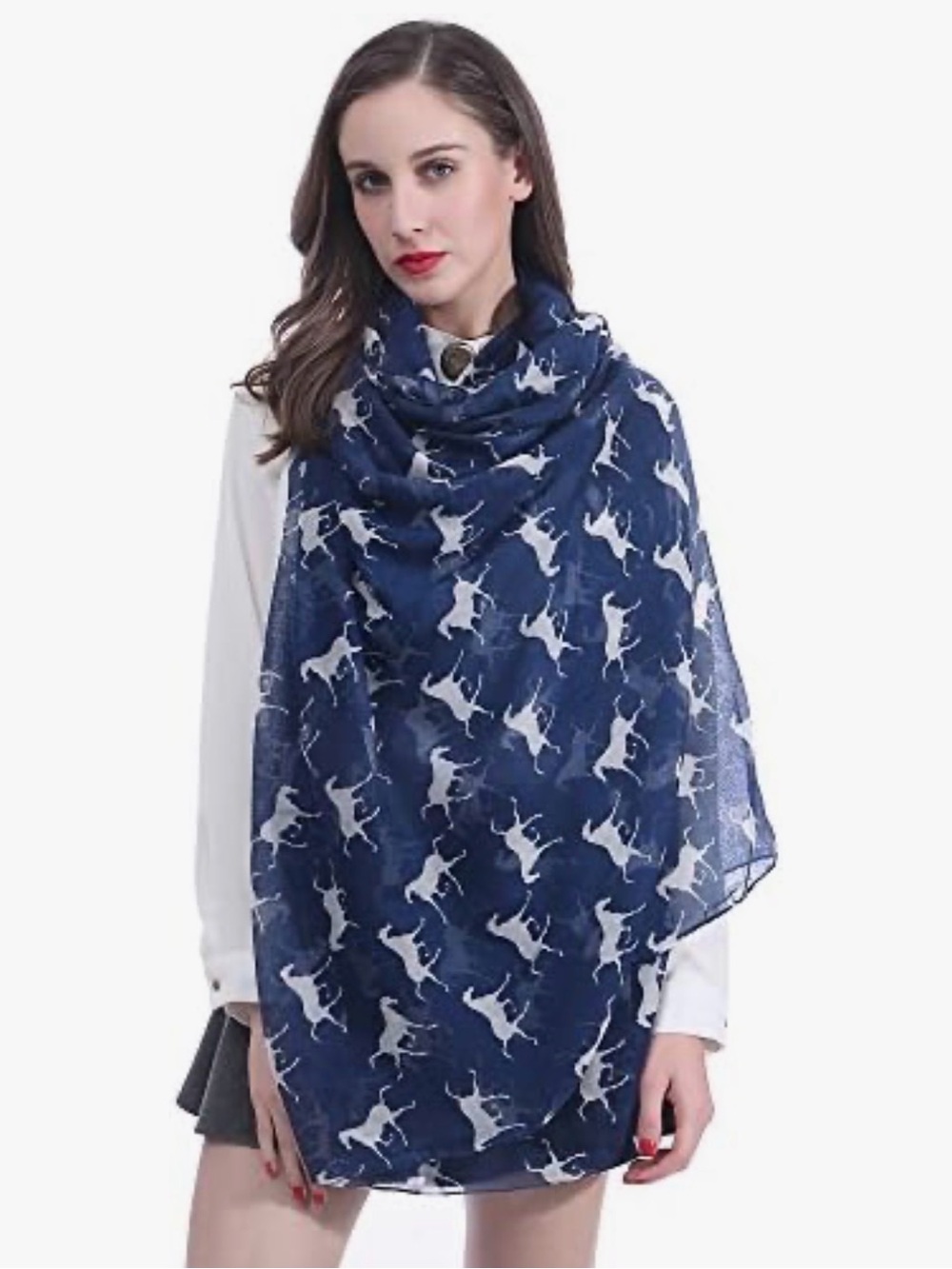 Lena & Lily Navy Horse Print Equestrian Scarf NWOT